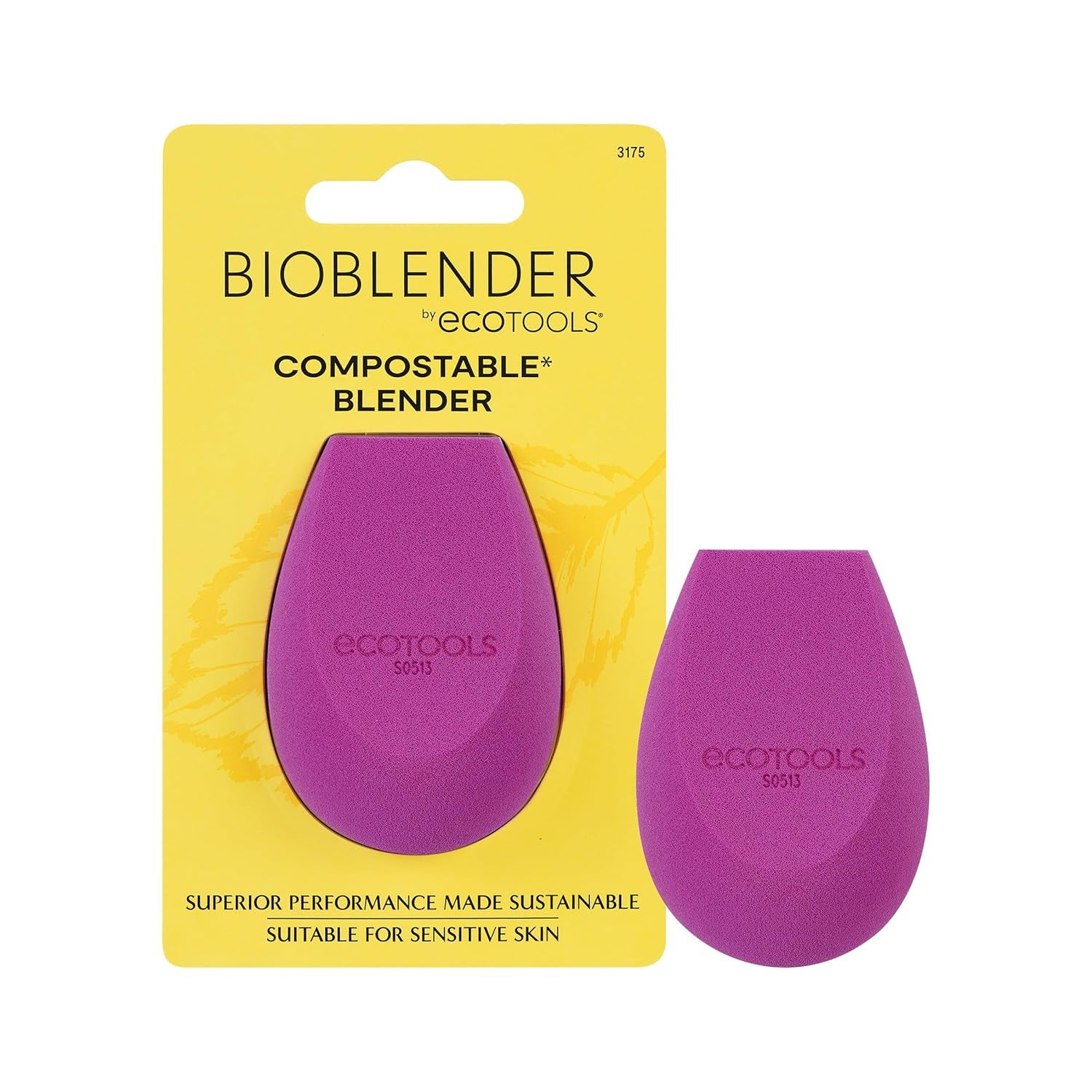 Bioblender Makeup Sponge, Compostable Makeup Blender, for Liquid & Cream Foundation, Seamless Application, Eco-Friendly Beauty Sponge, Cruelty-Free & Latex Free, 1 Count