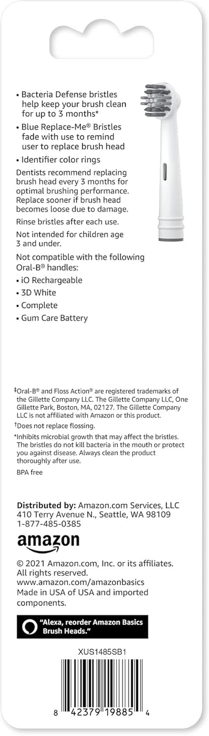 Flossing Replacement Brush Heads, 3 Count, White (Fits Most Oral-B Electric Toothbrushes) (Previously Solimo)