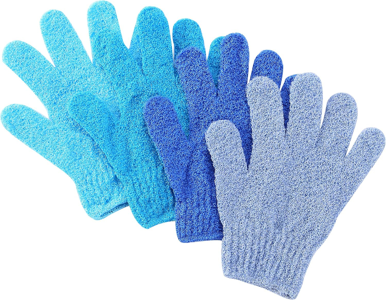 Slick- Exfoliating Gloves, 4 Pcs, Skin Exfoliator for Body, Shower Gloves, Scrub Gloves Exfoliating, Exfoliating Body Scrub Gloves, Loofah Glove, Exfoliation Mitt, Bath Gloves
