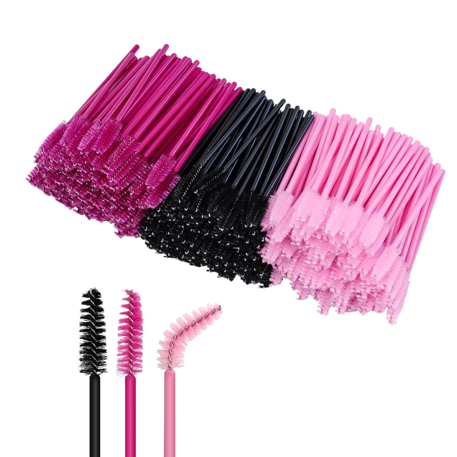 300 Pcs Eyelash Brush Disposable Eyebrow Brush Crystal Mascara Wands Applicator for Eyelash Extension(Lashbrush-A Colored)