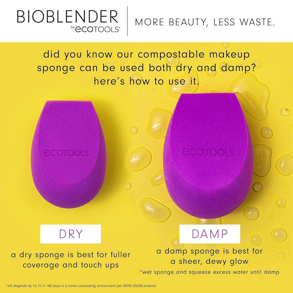 Bioblender Makeup Sponge, Compostable Makeup Blender, for Liquid & Cream Foundation, Seamless Application, Eco-Friendly Beauty Sponge, Cruelty-Free & Latex Free, 1 Count